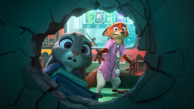 4k疯狂动物城壁纸墙洞尼克朱迪