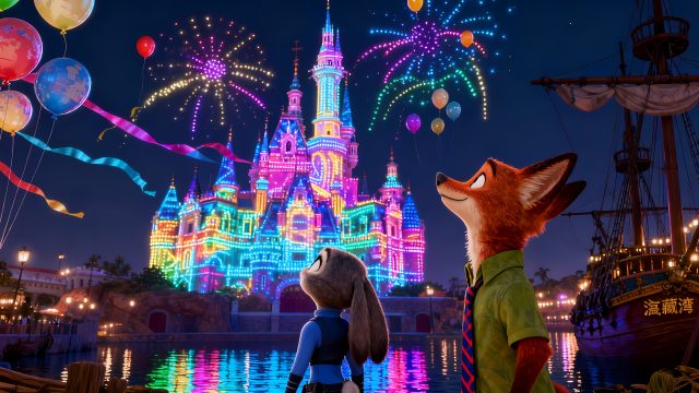2K疯狂动物城迪士尼城堡烟花壁纸
