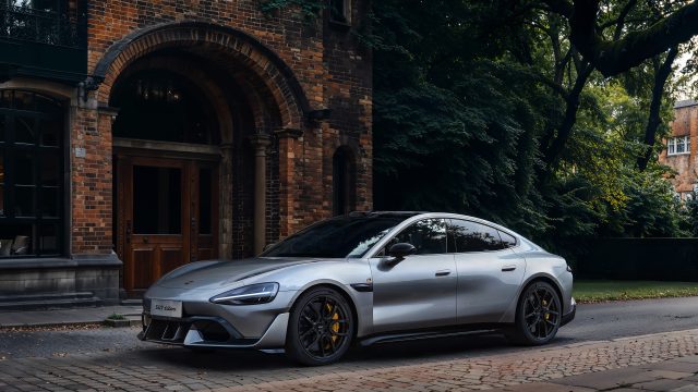 小米 SU7 太空银 漂亮 街景 4K壁纸