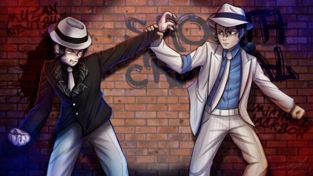 迈克杰克逊动漫角色对决插画4K高清桌面壁纸下载