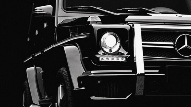 奔驰G级越野车黑白特写4K壁纸，高清汽车桌面背景免费下载