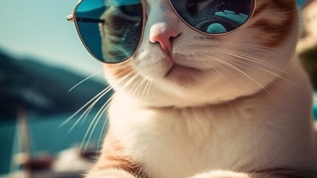 戴墨镜猫咪特写萌宠4K高清桌面壁纸下载