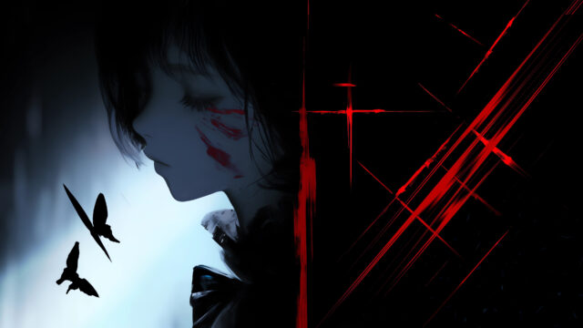 暗黑病娇蝴蝶少女二次元 4K 壁纸 高冷氛围感动漫高清图片免费下载